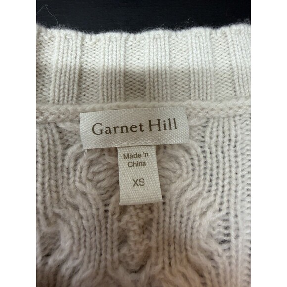 Garnet Hill Cabled Cashmere Cream Sweater Vest XS Quiet Luxury - Picture 6 of 8